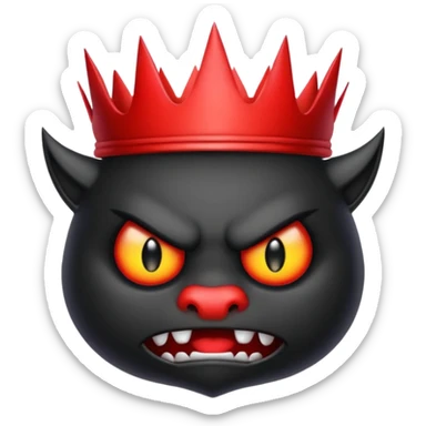 the black crown has a red angry face with the devils tail sticker