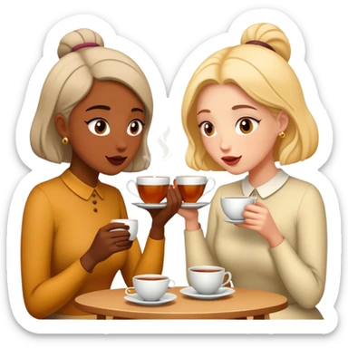 gossip over tea two girl friend sticker