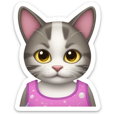 cat in bathing suit sticker