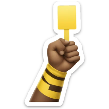 a hand holding up a yellow card, like a referee does in football sticker