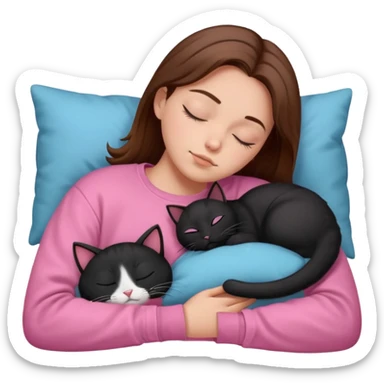 sleeping pink sweatshirt brown hair Sleeping black cat sticker