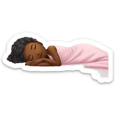 white female asleep on a pink bed sticker
