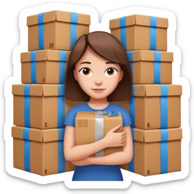 Woman with armful of boxes












 sticker