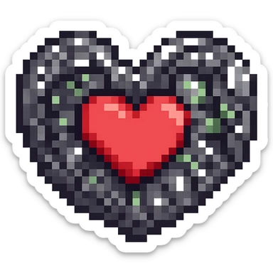 Create a pixel art heart slightly larger than the smallest size, representing the second frame of a beating animation, with no background. The style should clearly reflect pixel art characteristics. sticker