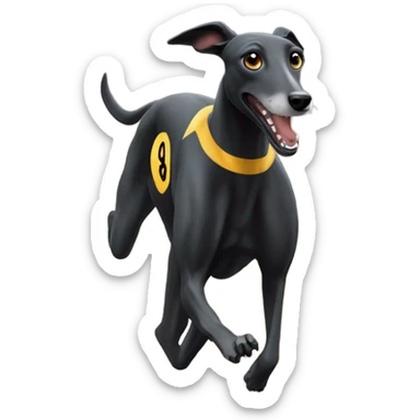 Black greyhound running a race sticker