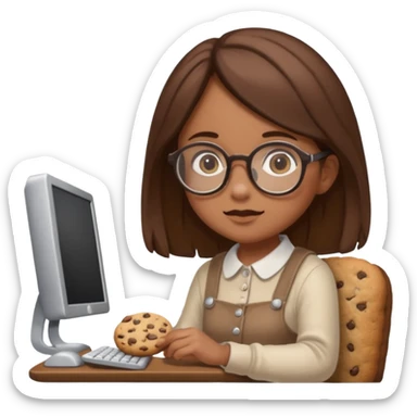 cookie clicker addict girl at computer mexican sticker