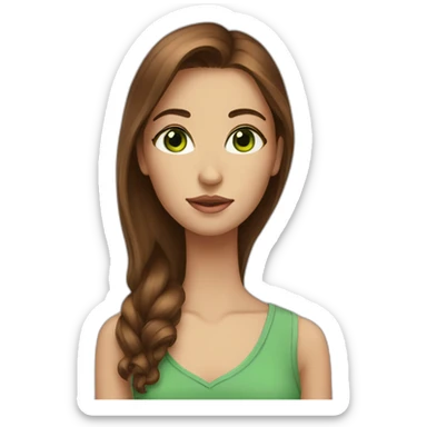 Tall girl with brown hair big green eye sticker