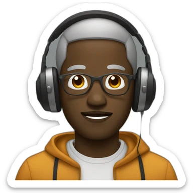 Black man listening to music sticker