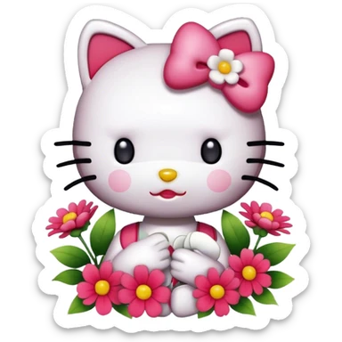 Hello kitty and flowers sticker