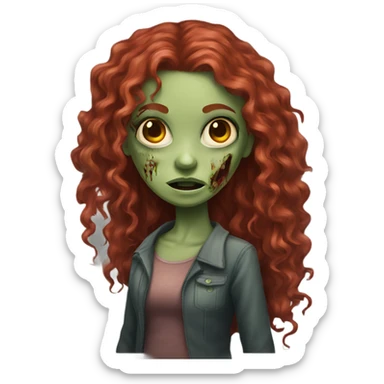 Zombie girl with long red curly hair sticker