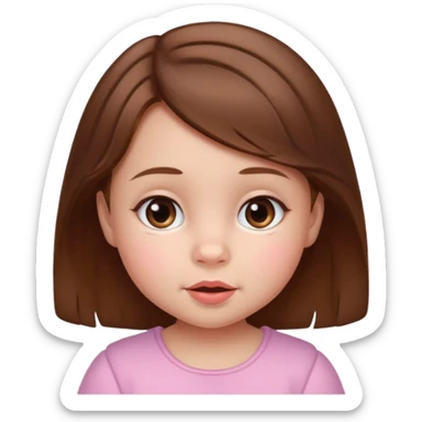 create a baby girl emoji from the 60. with brown hair sticker