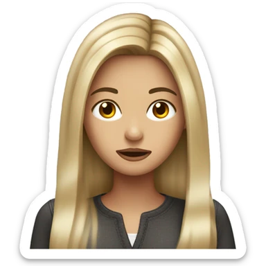 Brunette girl with blonde highlights confused sticker