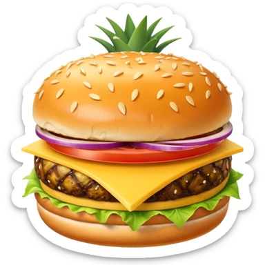 Pinapple in a burger sticker
