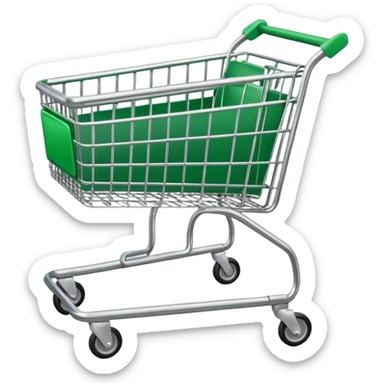 create empty shopping trolley emoji with green tone color sticker