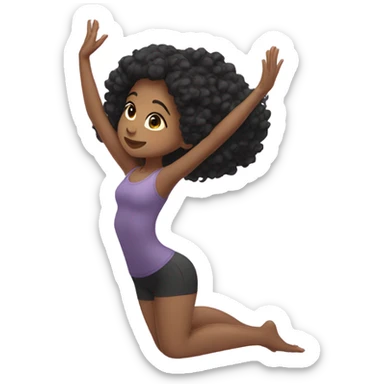 Girl with curly black hair doing yoga sticker