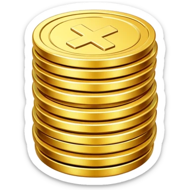 stack of gold tokens, shiny and simple sticker