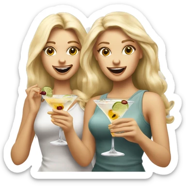 Two pretty blonde girls holding dirty martinis sticker