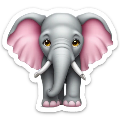 Elefante bebe con ojos tiernes color rosado que tenga un pincel en las manos  sticker