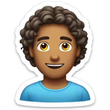 A long curly hair man and tanned skin sticker