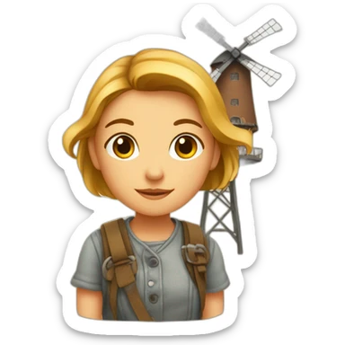 I am a girl near the windmill sticker