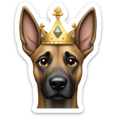 A malinois grey harlequin color with a crown on his head sticker