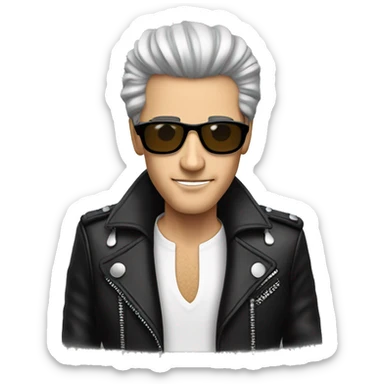 Long thin man with elvis hairdo, glasses and black leather jacket  sticker