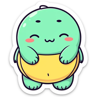 a stomach with a sad crying face, cartoonish sticker style sticker