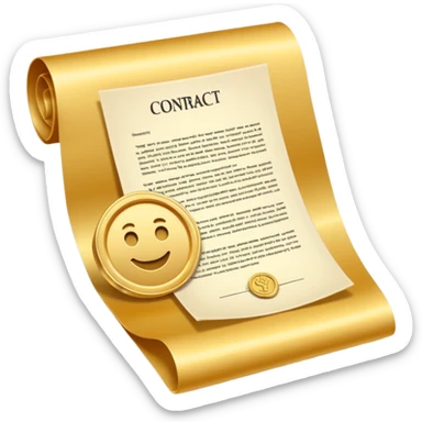 Contract golden paper signed, warranty sticker