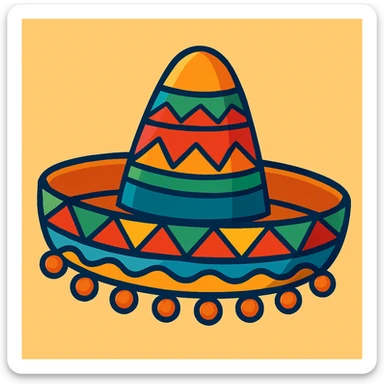 vibrant sombrero with colorful patterns inspired by Mexican culture sticker