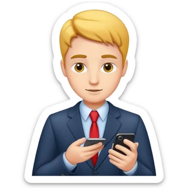 Business salesperson checking sales data on smartphone sticker