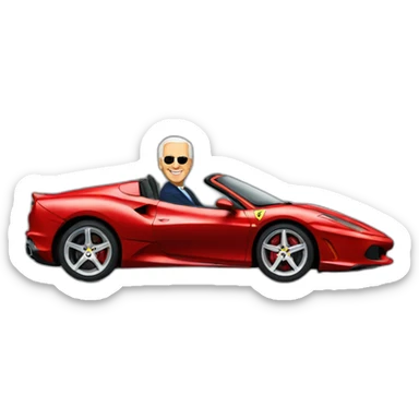Biden driving Ferrari sticker
