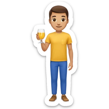 Human with glass and yellow T shirt and blue trousers sticker