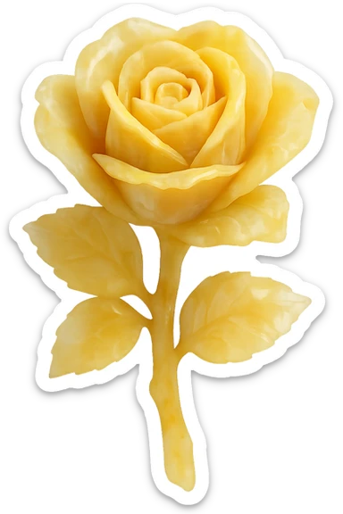 yellow Opal crystal rose flower, remove background sticker