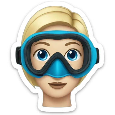 woman diving mask with blue eyes sticker