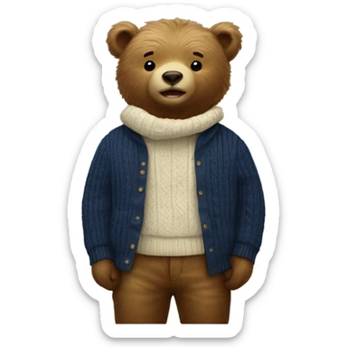 Ralph Lauren bear in tam and sweater  sticker