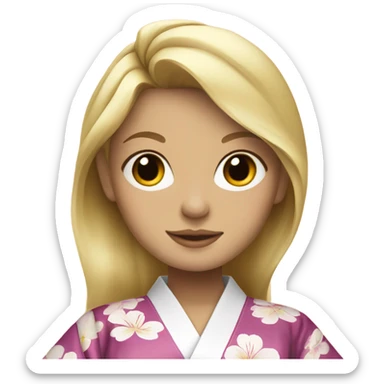 blonde girl in elegant kimono sticker