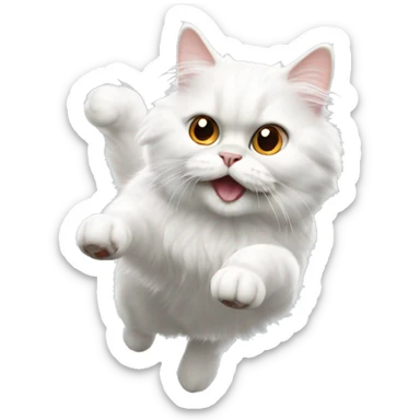 White persian cat jump sticker