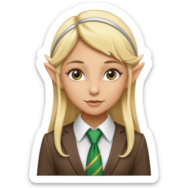female elf with tie, business sticker