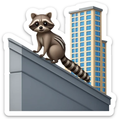 Raccoon standing over the ledge of a building sticker
