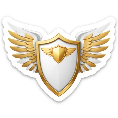 Simplified minimalist gold shield with small white wings and VIP text in the center, clean design sticker