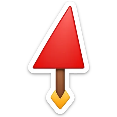 A simple bold red downward pointer with clean edges, solid fill, and a modern emoji-like style, pointing straight down. sticker