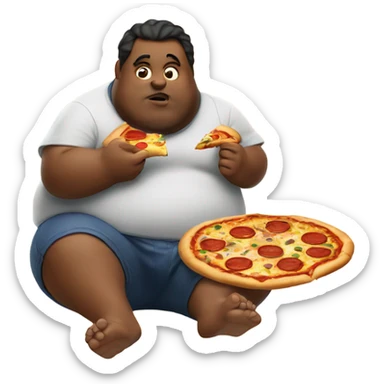 Fat man eating pizza sticker