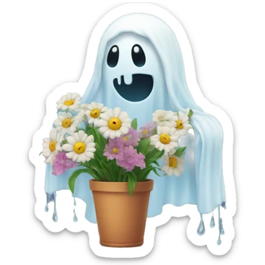 Ghost face watering flowers sticker