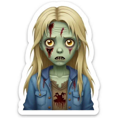 zombie girl with long dark blonde hair sticker