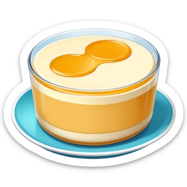 Guangdong double skin milk pudding with smooth layers, simplified emoji style with bold outlines and bright colors, cartoon style Double Pi Nai dessert sticker