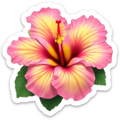 yellow and pink hibiscus flower sticker