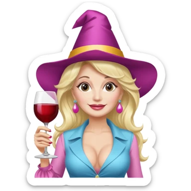 Dolly Parton with a huge glass of wine on a bachelorette trip sticker
