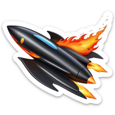 driving fine black rocket with fire color france sticker