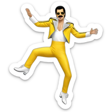 freddie mercury yellow jacket white pants dance sticker