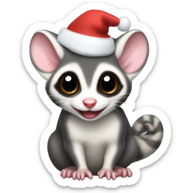 Sugar glider with Santa hat sticker